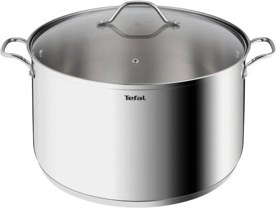 Tefal B8646404 28 cm roestvrijstalen pan Alle branders inclusief inductie 9 6 L Stevige handgrepen Glazen deksel Intuition XL