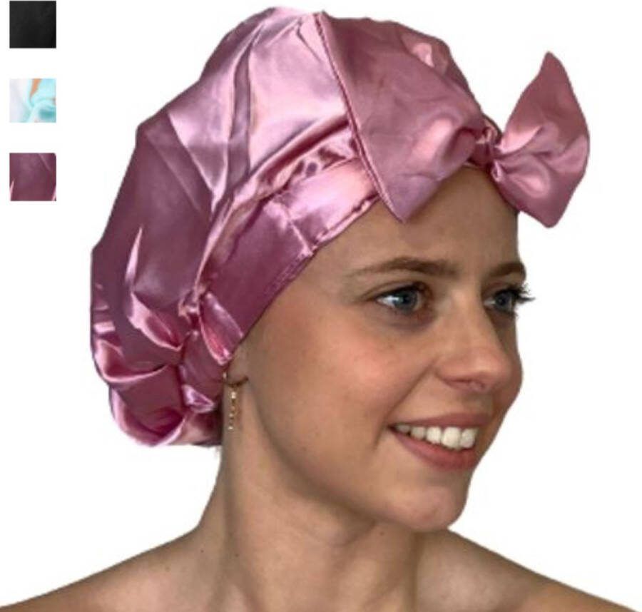 1FORME | Douchemuts | Douchemuts Dames | Douchekap | Shower Cap | Douchekapje | Douchecap | Satijn PE Roze | Zero Waste