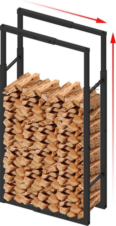 Haardhoutrek Design Houtrek Houtopslag 65x150x25 cm Verstelbaar