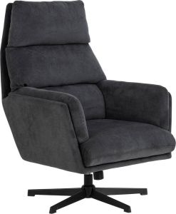 24Designs Andy Relax Fauteuil + Hocker Stof Donkergrijs
