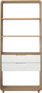 24Designs Boekenkast Grindsted 2 Laden 82x30x194 Wit Eiken White Wash