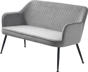 24Designs Bridget Loveseat B129 X D71 X H81 Cm Grijs Fluweel Zwart Metalen Poten