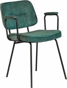 24Designs Britt Eetkamerstoel Armleuningen – Set Van 2 Ribstof Groen