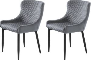 24Designs Dylana Velvet Stoel Set Van 2 Fluweel Grijs