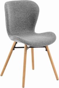 24Designs Karolina Stoel Set Van 2 Grijze Stof Houten Poten