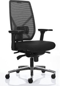 24Designs Monaco Bureaustoel NPR 1813 Zwart Rugframe Zwarte Zitting Aluminium