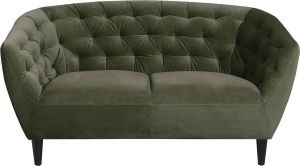 24Designs Nina 2-Zits Velvet Bank Bosgroen Fluweel Zwarte Houten Poten