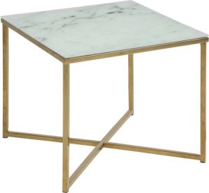 24Designs Olivia Bijzettafel L50 X B50 X H42 Cm Wit Marmer Print
