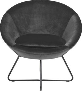 24Designs Rixt Fauteuil Donkergrijs Fluweel Zwart Metalen Onderstel