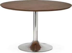 24Designs Luuk Ronde Eettafel 120 Cm Bruin Notenhout Chromen