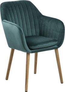 24Designs Sadie Stoel Flessengroen Fluweel Houten Poten