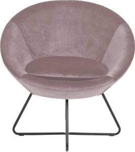 24Designs SALE Rixt Fauteuil Poederroze Fluweel Zwart Metalen Onderstel