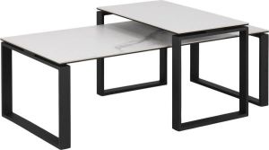 24Designs Salontafel Serenity Tafelblad Wit Keramiek Zwart Metalen Onderstel
