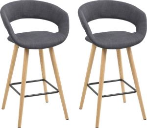 24Designs Set 2 Barkrukken Melody Zithoogte 65 Cm Stof Donkergrijs