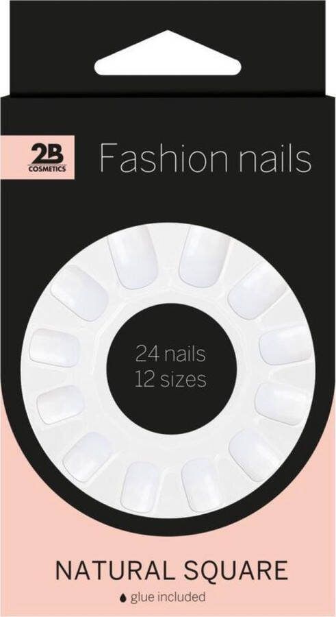 2B 6 x Cosmetics Kunstnagels Natural Square 24 stuks