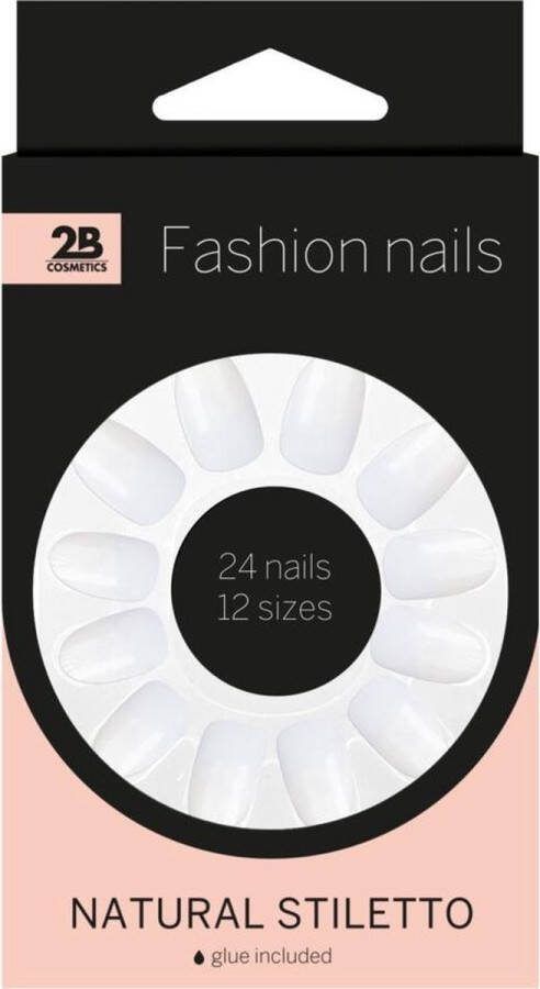 2B 6x Cosmetics Kunstnagels Natural Stiletto 24 stuks