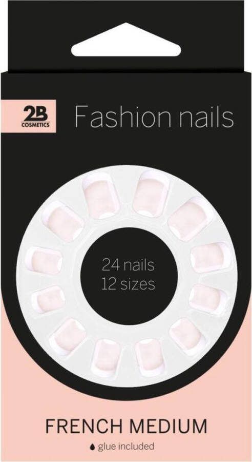2B Cosmetics 6 x Kunstnagels French Medium 24 stuks
