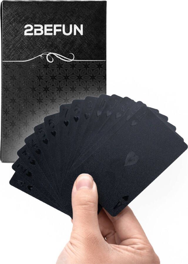 2BEFUN Waterdichte kaarten Zwart Luxe kaartspel Speelkaarten Pokerkaarten Drankspel Ook geschikt als Kerst cadeau voor man en vrouw voor grote kinderen of Sinterklaas schoencadeautjes Cadeautjes
