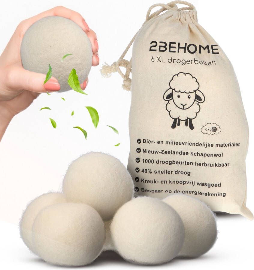 2BEHOME 6XL Drogerballen Voor Wasdrogers Gemaakt van 100% Nieuw-Zeelandse Schapen Wol Wasdrogerballen Droogballen Kerst cadeau & Sinterklaas Cadeau voor Vrouw en Man