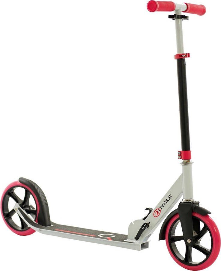 2Cycle Step Kinderstep Aluminium Grote Wielen 20cm Autoped -Roze-Wit Autoped Scooter