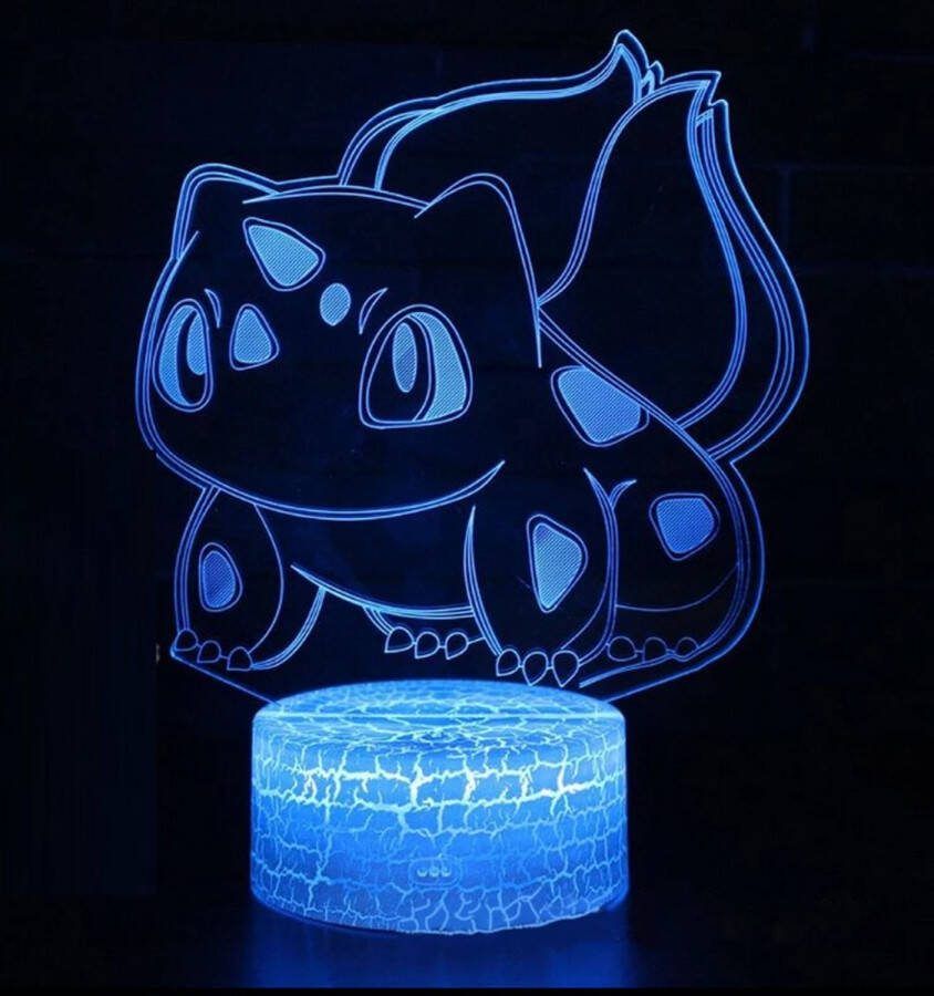 3D Creative 3D Lamp 14 x 19 cm 16 kleuren Bulbasaur Pokemon LED Illusie 3D Bureaulamp 3D Nachtlampje 3D Sfeerlamp USB of Batterijen Afstandsbediening