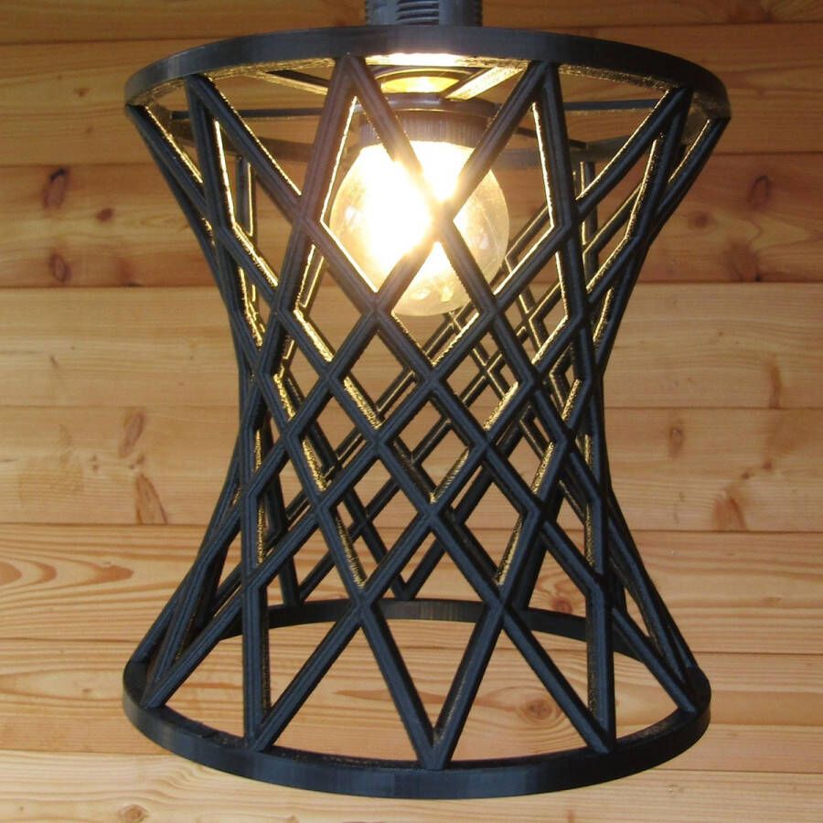 3D-Lampen.nl The Twist Hanglamp Lampenkap Zwart Ø 20 cm E27 Industrieel Modern Biodegradable