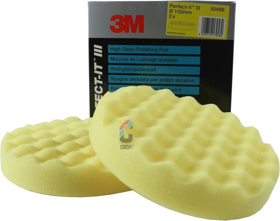 3M 50488 Perfect-It III Gewafelde Hoogglans Polijstschijf 150mm Geel 2 stuks