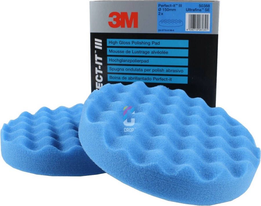 3M 50388 Perfect-It III Ultrafina Gewafelde Polijstschijf 150mm Blauw 2 stuks