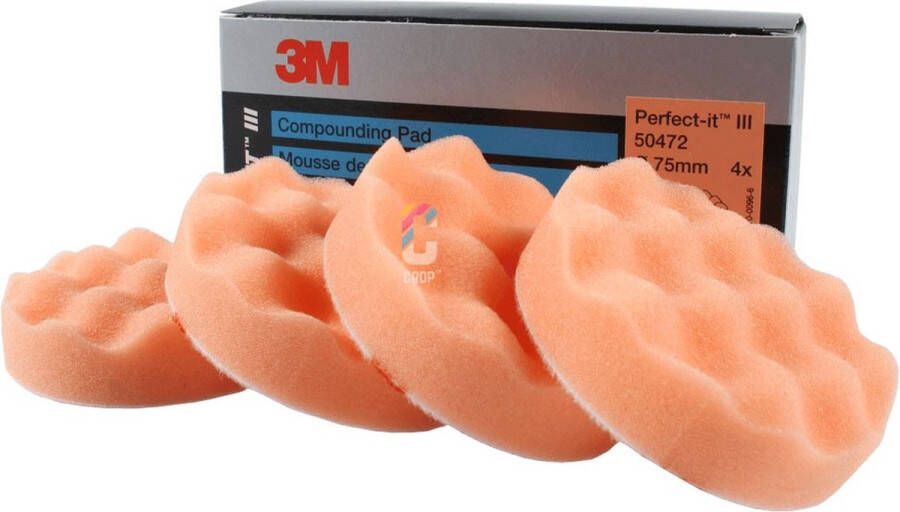 3M 50472 Perfect-It III Gewafelde Polijstschijf 75mm Oranje Hard 4 stuks