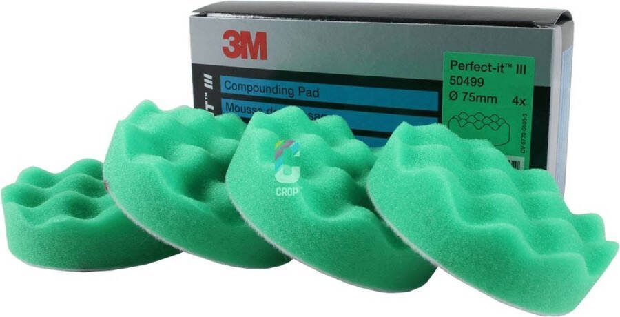 3M 50499 Perfect-It III Wafelpads Groen 75mm Medium 4 Stuks