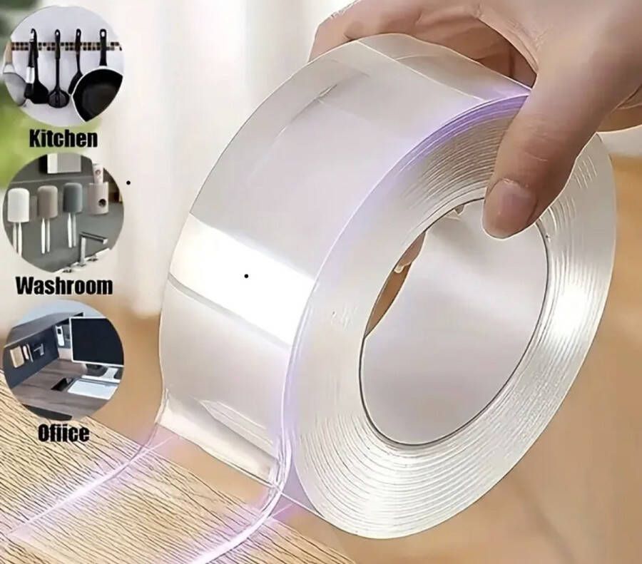 3M BMJ ™ Sterke dubbelzijdige tape- herbruikbaar- sterke tapestrips- 1 meter- multifunctioneel verwijderbare en wasbare transparante plak- nanotape voor het plakken van items voor thuis kantoor auto