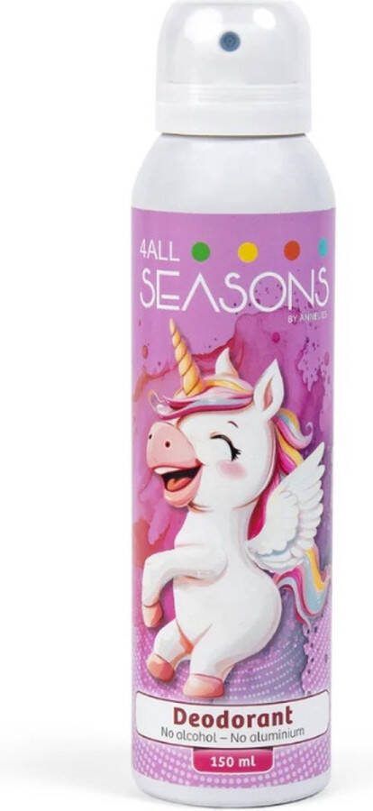 4 all seasons Deodorant Unicorn (NEW) 150ml aluminiumvrij alcoholvrij voor kinderen- deodorant