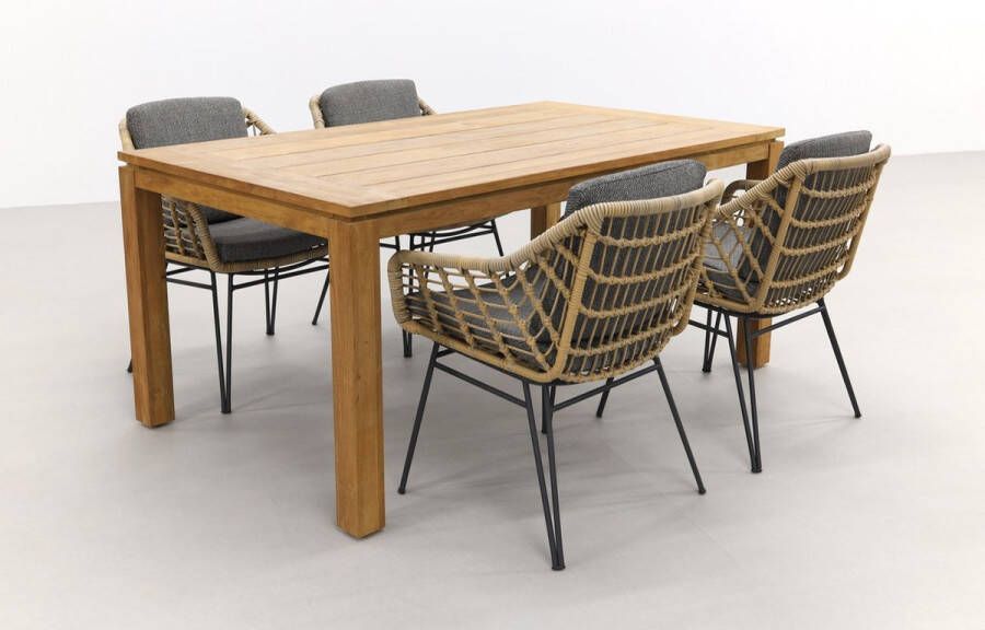 4 Seasons Outdoor 4 Seasons Cottage Rome Teak 170 Cm. Natural Brown Tuinset