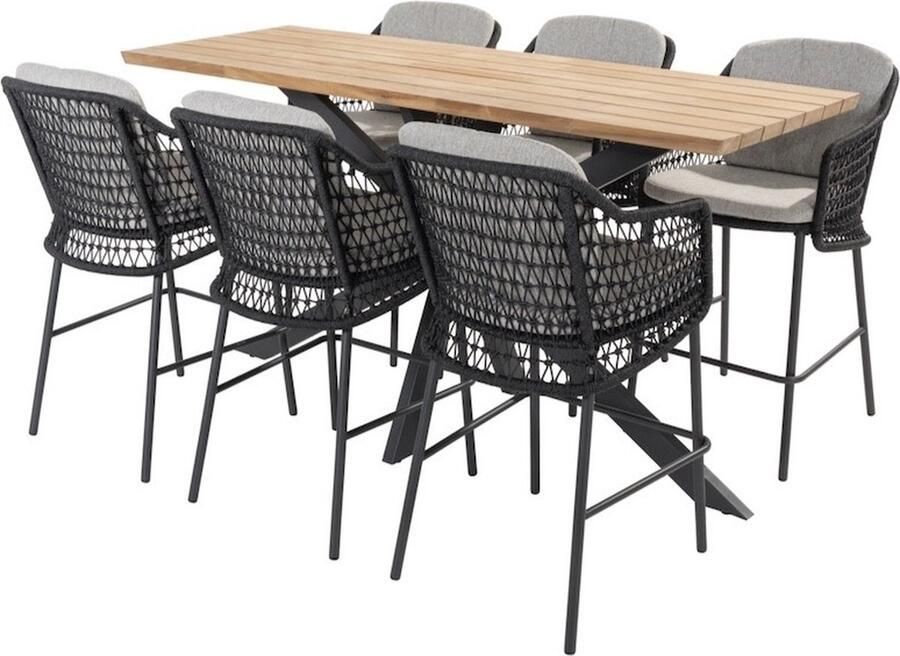 4 Seasons Outdoor Prado Tramonti barset 200x70x105 cm 7 delig aluminium teak antraciet