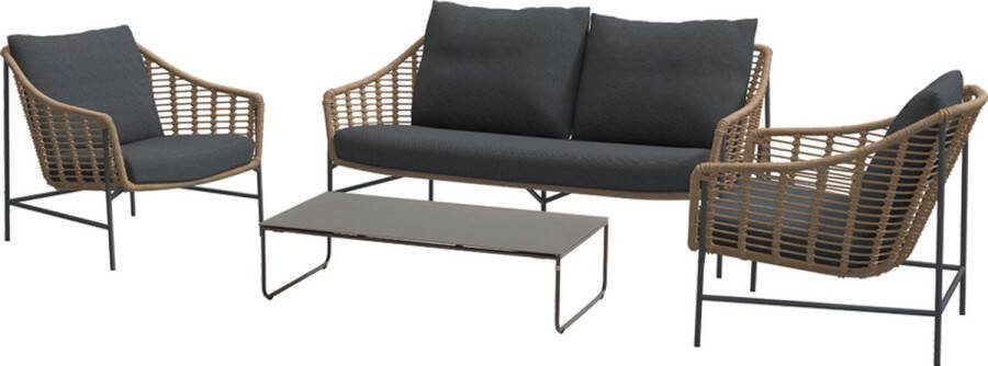 4-Seasons Outdoor 4 Seasons Timor stoel-bank loungeset 4-delig Dali koffietafel