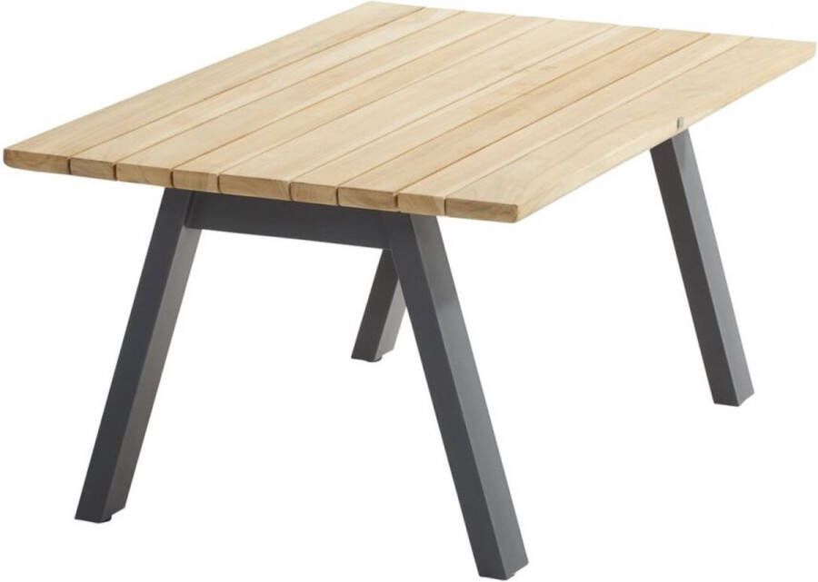 4-Seasons Outdoor Ambassador hoge salontafel antraciet teak tafelblad 120 x 70 x 55 cm