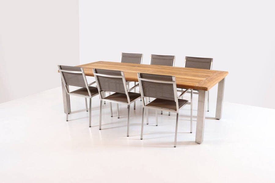 4-Seasons Outdoor Casa tuintafel 240x110 cm Plaza stapelbare tuinstoel tuinset
