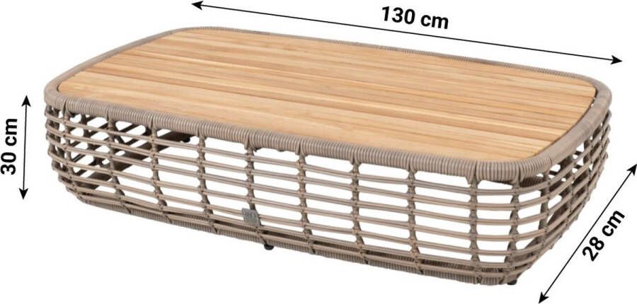 4 Seasons Outdoor 4SO Lugano Salontafel teak tafelblad 130x80x30 cm.
