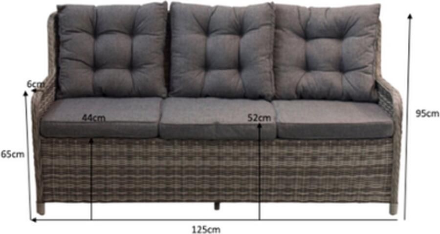 4 Seizoenen Tuinmeubelen Loungebank Dublin 3-persoons Ash Grey Wicker