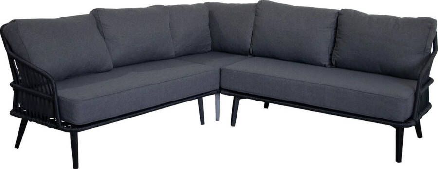 4 Seizoenen Tuinmeubelen Hoek Loungebank Isabel 3-delig Black Black Rope