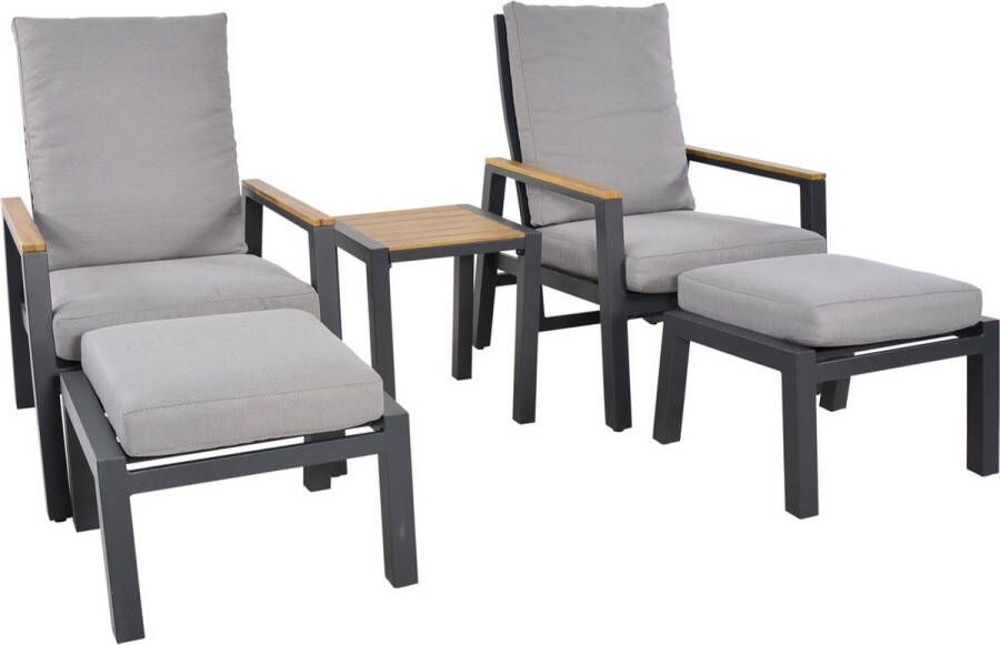 Lesliliving Lounge Tuinstoelen Duoset Coda Antraciet 2-persoons