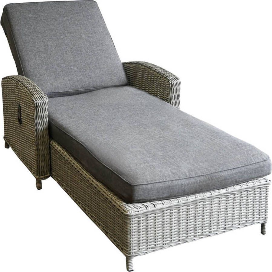 4 Seizoenen Tuinmeubelen Verstelbaar ligbed wicker Mystic Grey Dublin sunlounger