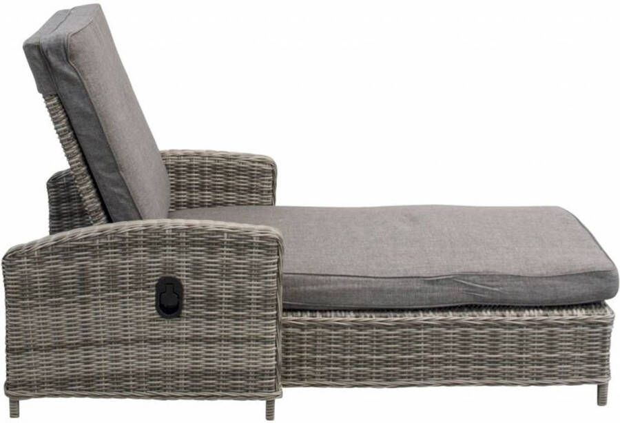 4 Seizoenen Tuinmeubelen Verstelbaar ligbed wicker Ash Grey Dublin sunlounger