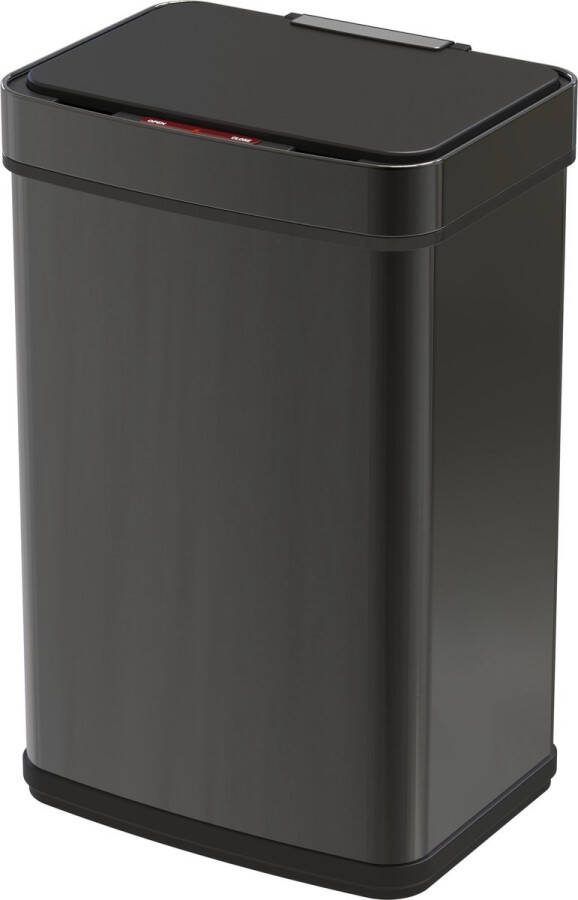 4C ookz Mat Zwarte Sensorprullenbak 60 liter RVS Prullenbak
