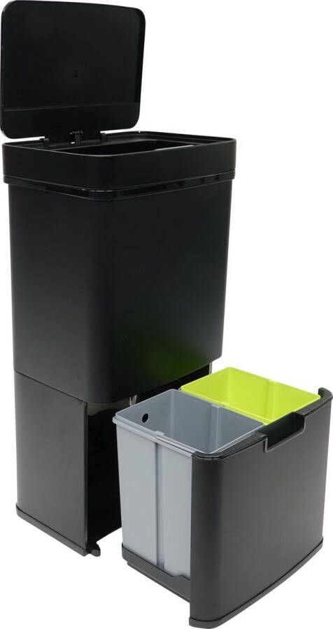 4cookz Smart Waste Black Mat Prullenbak Afvalscheiding met sensor 72 L