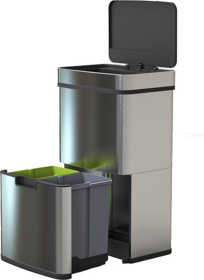 4cookz Smart Waste Rvs Afvalscheidingsprullenbak Met Sensor 72 Liter