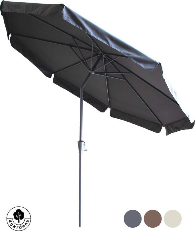 4gardenz Parasol Rond 300 Cm Met Volant Kantelbaar Antraciet