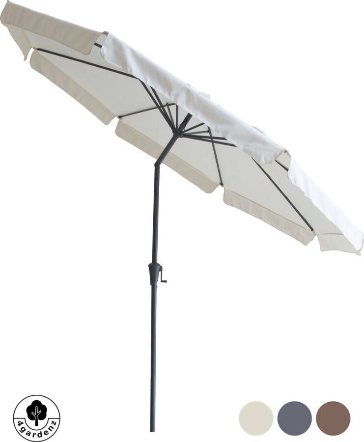 4gardenz Parasol Rond 300 Cm Met Volant Kantelbaar Creme