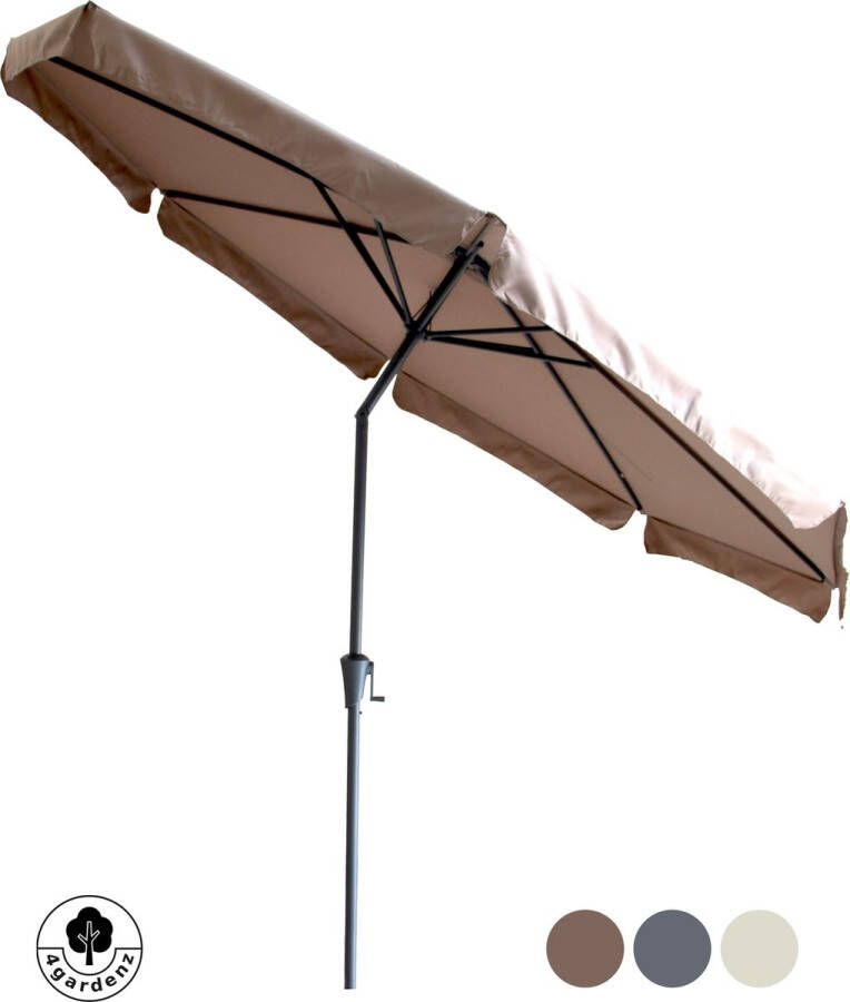 4gardenz Parasol Rond 300 Cm Met Volant Kantelbaar Taupe