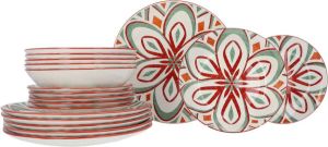 4Goodz 6-persoons Mandala Servies Stoneware 18 delig Serviesset Groen